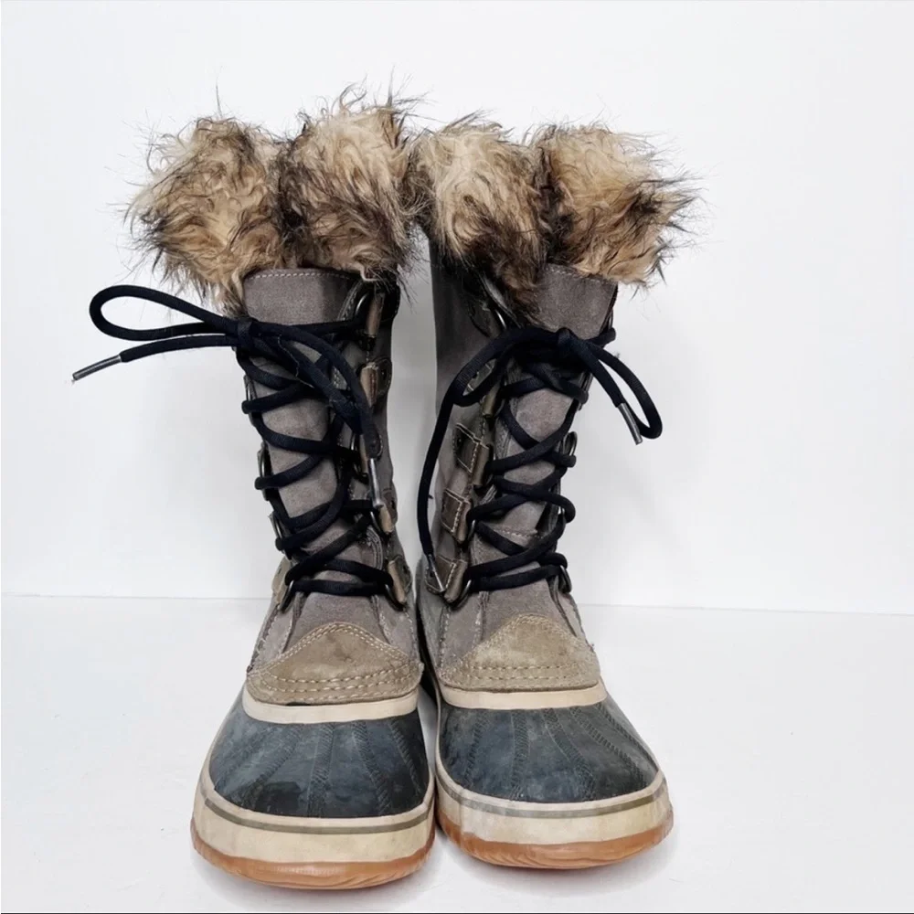 Sorel Joan of Arctic Winter Snow Boots Fur Trim Size 7 Women’s Tan Suede